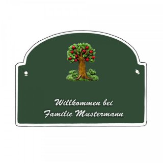 Namensschild - Namensschild Decoramic aus Arteliht gro�er Bogen � 240x170mm  gr�n/weiss aus Arteliht, Motiv Baum, Natur, Idylle