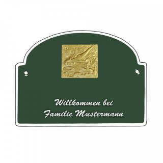 Namensschild - Namensschild Decoramic aus Arteliht groer Bogen  240x170mm  grn/weiss aus Arteliht, Motiv Baum, Natur, Idylle
