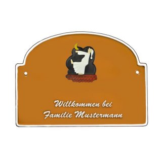 Namensschild - Namensschild Decoramic aus Arteliht groer Bogen  240x170mm  terrakotta/weiss, aus Arteliht, Motiv Baum, Natur, Idylle