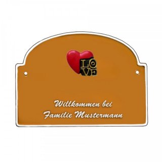 Namensschild - Namensschild Decoramic aus Arteliht groer Bogen  240x170mm  terrakotta/weiss, aus Arteliht, Motiv Baum, Natur, Idylle