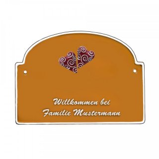 Namensschild - Namensschild Decoramic aus Arteliht groer Bogen  240x170mm  terrakotta/weiss, aus Arteliht, Motiv Baum, Natur, Idylle