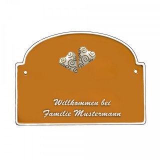 Namensschild - Namensschild Decoramic aus Arteliht groer Bogen  240x170mm  terrakotta/weiss, aus Arteliht, Motiv Baum, Natur, Idylle