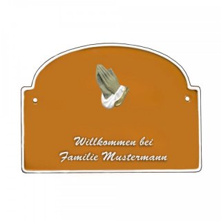 Namensschild - Namensschild Decoramic aus Arteliht groer Bogen  240x170mm  terrakotta/weiss, aus Arteliht, Motiv Baum, Natur, Idylle