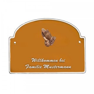 Namensschild - Namensschild Decoramic aus Arteliht groer Bogen  240x170mm  terrakotta/weiss, aus Arteliht, Motiv Baum, Natur, Idylle