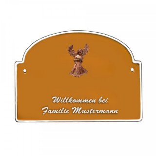 Namensschild - Namensschild Decoramic aus Arteliht groer Bogen  240x170mm  terrakotta/weiss, aus Arteliht, Motiv Baum, Natur, Idylle
