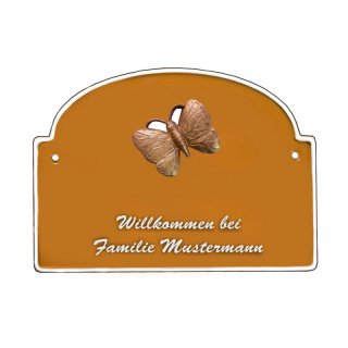 Namensschild - Namensschild Decoramic aus Arteliht groer Bogen  240x170mm  terrakotta/weiss, aus Arteliht, Motiv Baum, Natur, Idylle