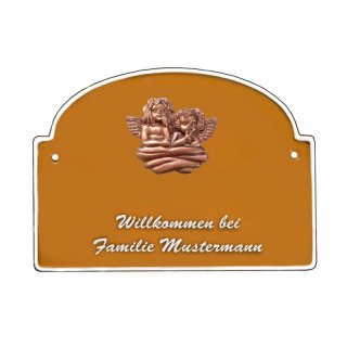 Namensschild - Namensschild Decoramic aus Arteliht groer Bogen  240x170mm  terrakotta/weiss, aus Arteliht, Motiv Baum, Natur, Idylle