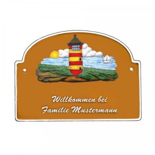 Namensschild - Namensschild Decoramic aus Arteliht groer Bogen  240x170mm  terrakotta/weiss, aus Arteliht, Motiv Baum, Natur, Idylle