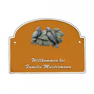 Namensschild - Namensschild Decoramic aus Arteliht groer Bogen  240x170mm  terrakotta/weiss, aus Arteliht, Motiv Baum, Natur, Idylle