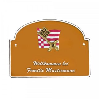 Namensschild - Namensschild Decoramic aus Arteliht groer Bogen  240x170mm  terrakotta/weiss, aus Arteliht, Motiv Baum, Natur, Idylle