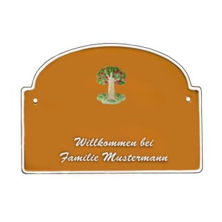 Namensschild - Namensschild Decoramic aus Arteliht groer Bogen  240x170mm  terrakotta/weiss, aus Arteliht, Motiv Baum, Natur, Idylle