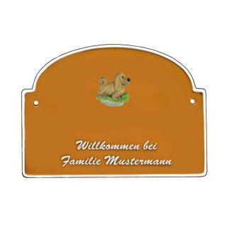 Namensschild - Namensschild Decoramic aus Arteliht groer Bogen  240x170mm  terrakotta/weiss, aus Arteliht, Motiv Baum, Natur, Idylle