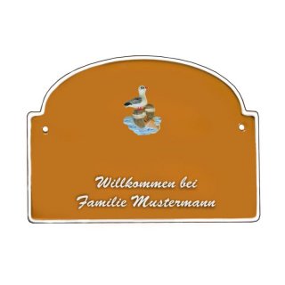 Namensschild - Namensschild Decoramic aus Arteliht groer Bogen  240x170mm  terrakotta/weiss, aus Arteliht, Motiv Baum, Natur, Idylle