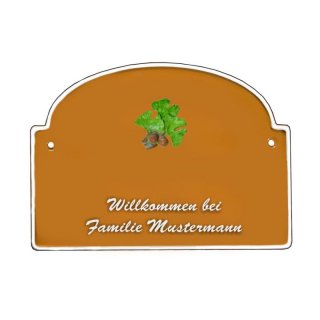 Namensschild - Namensschild Decoramic aus Arteliht groer Bogen  240x170mm  terrakotta/weiss, aus Arteliht, Motiv Baum, Natur, Idylle