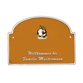 Namensschild - Namensschild Decoramic aus Arteliht groer Bogen  240x170mm  terrakotta/weiss, aus Arteliht, Motiv Baum, Natur, Idylle