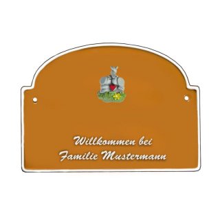 Namensschild - Namensschild Decoramic aus Arteliht groer Bogen  240x170mm  terrakotta/weiss, aus Arteliht, Motiv Baum, Natur, Idylle
