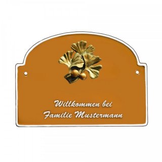 Namensschild - Namensschild Decoramic aus Arteliht groer Bogen  240x170mm  terrakotta/weiss, aus Arteliht, Motiv Baum, Natur, Idylle