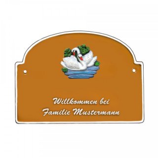 Namensschild - Namensschild Decoramic aus Arteliht groer Bogen  240x170mm  terrakotta/weiss, aus Arteliht, Motiv Baum, Natur, Idylle