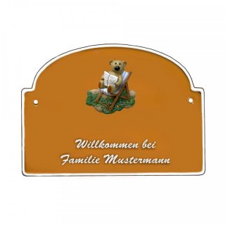 Namensschild - Namensschild Decoramic aus Arteliht groer Bogen  240x170mm  terrakotta/weiss, aus Arteliht, Motiv Baum, Natur, Idylle