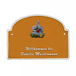 Namensschild - Namensschild Decoramic aus Arteliht groer Bogen  240x170mm  terrakotta/weiss, aus Arteliht, Motiv Baum, Natur, Idylle