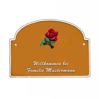 Namensschild - Namensschild Decoramic aus Arteliht groer Bogen  240x170mm  terrakotta/weiss, aus Arteliht, Motiv Baum, Natur, Idylle