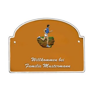 Namensschild - Namensschild Decoramic aus Arteliht groer Bogen  240x170mm  terrakotta/weiss, aus Arteliht, Motiv Baum, Natur, Idylle