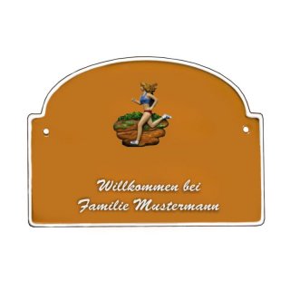 Namensschild - Namensschild Decoramic aus Arteliht groer Bogen  240x170mm  terrakotta/weiss, aus Arteliht, Motiv Baum, Natur, Idylle