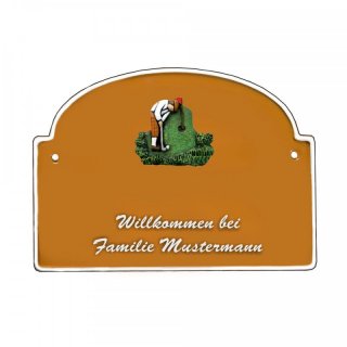Namensschild - Namensschild Decoramic aus Arteliht groer Bogen  240x170mm  terrakotta/weiss, aus Arteliht, Motiv Baum, Natur, Idylle