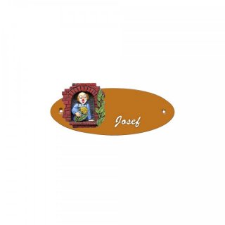 Namensschild Oval- Klassik 170x70mm  Terrakotta Motiv Clown