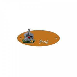 Namensschild Oval- Klassik 170x70mm  Terrakotta Motiv Elefandten