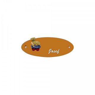 Namensschild Oval- Klassik 170x70mm  Terrakotta Motiv Familie Hund