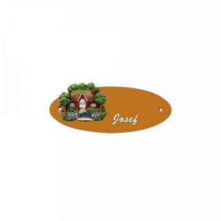 Namensschild Oval- Klassik 170x70mm  Terrakotta Motiv Ferienhaus, Idylle