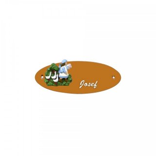 Namensschild Oval- Klassik 170x70mm  Terrakotta Motiv Gnsemari