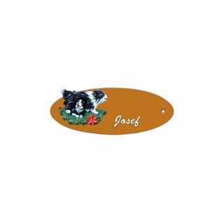 Namensschild Oval- Klassik 170x70mm  Terrakotta Motiv Htehunde