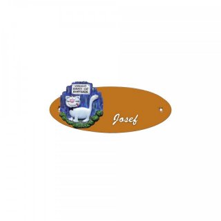 Namensschild Oval- Klassik 170x70mm  Terrakotta Motiv Katze