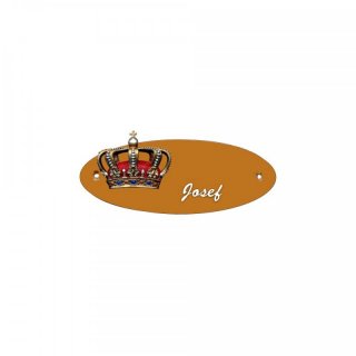 Namensschild Oval- Klassik 170x70mm  Terrakotta Motiv Krone