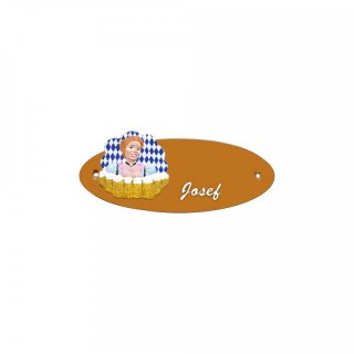 Namensschild Oval- Klassik 170x70mm  Terrakotta Motiv Oktoberfest Kellnerin