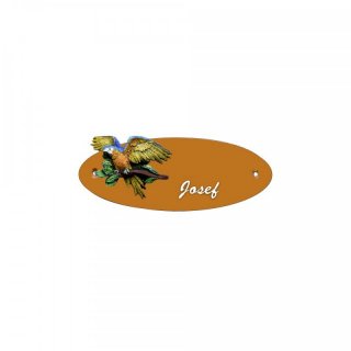 Namensschild Oval- Klassik 170x70mm  Terrakotta Motiv Papagei Ara