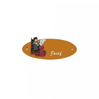 Namensschild Oval- Klassik 170x70mm  Terrakotta Motiv Schornsteinfeger