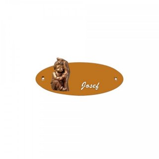 Namensschild Oval- Klassik 170x70mm  Terrakotta Motiv Schtzende Hand