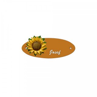 Namensschild Oval- Klassik 170x70mm  Terrakotta Motiv Sonnenblume