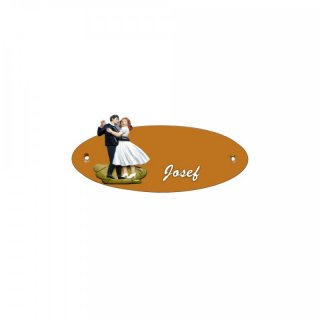 Namensschild Oval- Klassik 170x70mm  Terrakotta Motiv Tanzen
