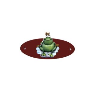 Namensschild Oval- Klassik 170x70mm  braun Motiv Froschknig