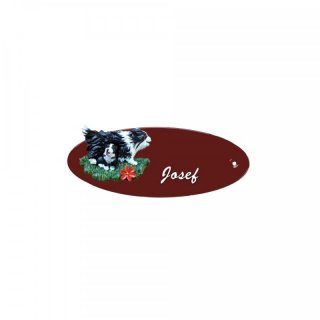 Namensschild Oval- Klassik 170x70mm  braun Motiv Htehunde