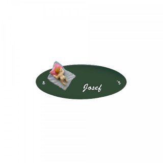 Namensschild Oval- Klassik 170x70mm  grn Motiv Baby Mdchen rot