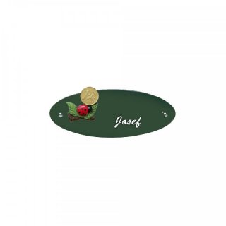 Namensschild Oval- Klassik 170x70mm  grn Motiv Brchen