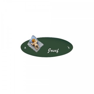 Namensschild Oval- Klassik 170x70mm  grn Motiv Junge blau