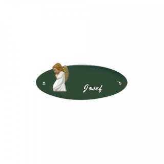 Namensschild Oval- Klassik 170x70mm  grn Motiv kleiner Engel