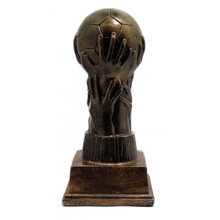 Pokal Fuball auf Hnden 27 cm schild
