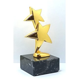 Pokal Figur 2 Sterne goldfarben 18 cm